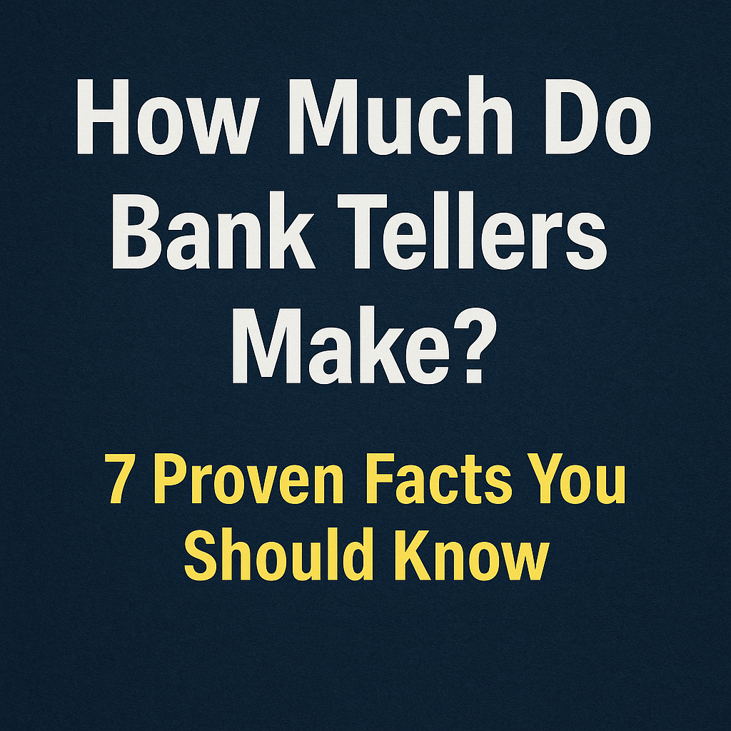 Dark blue textured background with bold text overlay reading “How Much Do Bank Tellers Make? 7 Proven Facts You Should Know,” illustrating key insights on bank teller salaries.