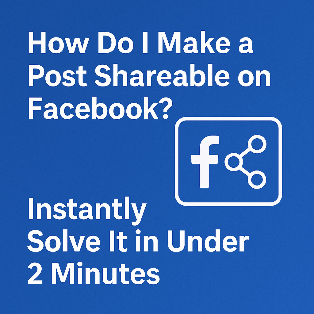 A person using a laptop to optimize a Facebook post's shareability, with on-screen examples of engagement metrics, share buttons, and content formatting tips.