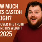 Caseoh smiling while wearing headphones on a warm-toned background, feature image for blog titled “How Much Does Caseoh Weigh? Discover the Truth Behind His Weight in 2025