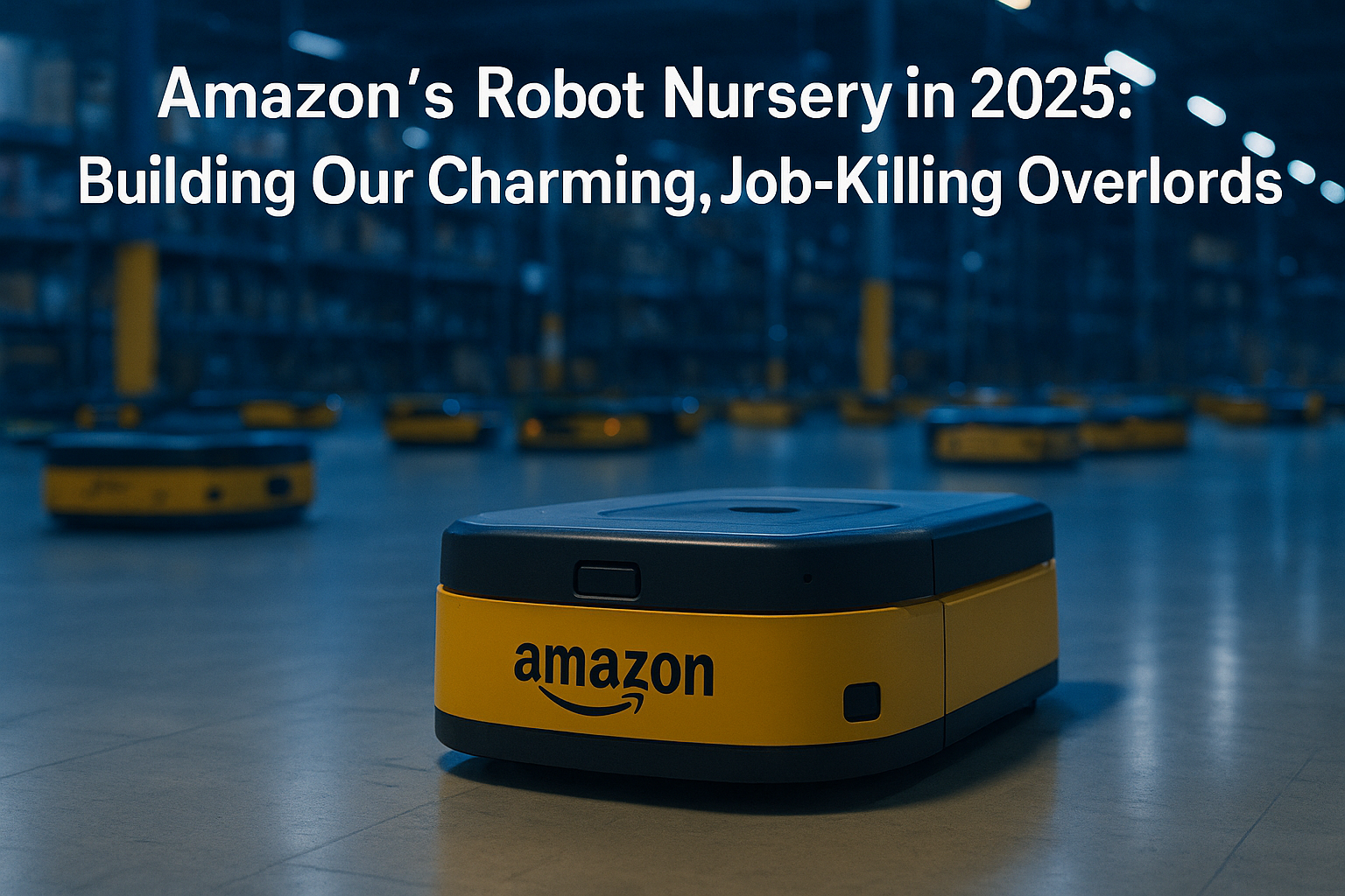 Amazon Robotics Innovation Hub in 2025 showing autonomous warehouse robots operating under smart automation systems.
